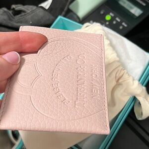 Tiffany & Co. Blush Pink Embossed Leather Card Holder